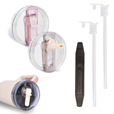 Imagem de Pacote com 2 tampas ProTour removíveis para copo Stanley de 1,134 g, com tampas Stanley à prova de vazamento, tampa de canudo flip para Stanley, tampas de copo sem derramamento, acessórios de copo