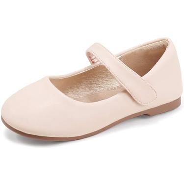 Imagem de PANDANINJIA Sapatos Sociais Para Meninas, Sapatos Para Meninas Floristas, Sapatos Mary Jane, Sapatilhas De Couro Sintético Bege, Tamanho 11, Sapatos Escolares Para Festa De Casamento, Sapatos Para