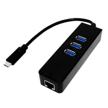 Imagem de Cabo Adaptador F3, Tipo C, HUB 3 Portas USB 3.0, RJ45 - JC-TYC-R03