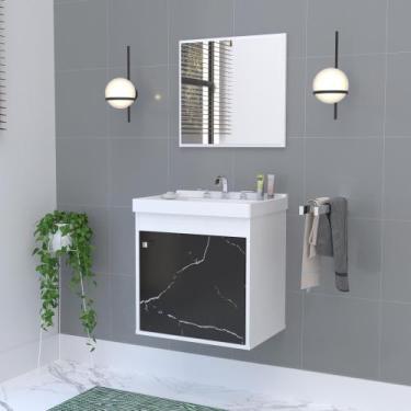 Imagem de Kit Gabinete Banheiro Em Mdf Com Espelheira - Veneto Preto - Riverzza