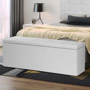 Imagem de Calçadeira Baú King 1,95m Roma Material Sintético Branco Sky Mobile