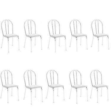 Imagem de Kit 10 Cadeiras Lisboa Cromada Para Cozinha Ou área Gourmet-assento Si