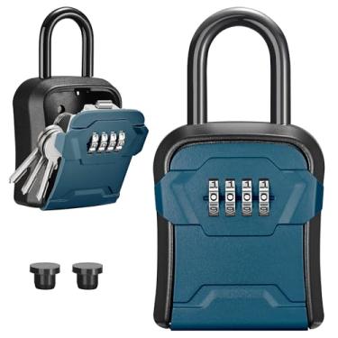 Imagem de Puroma Caixa de bloqueio, suporte de parede para chave e combinação portátil com código redefinível, cofre de segurança para chaves externas de casa, armazenamento de chaves sobressalentes para