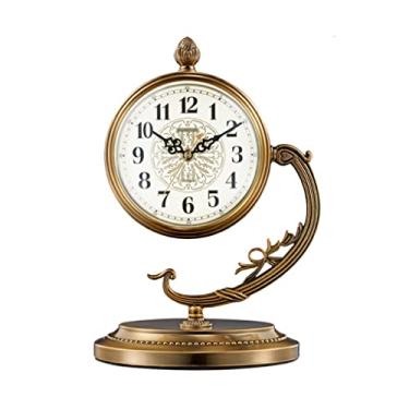 Imagem de Relógio de mesa vintage relógio de secretária retro casa secretária criativo relógio silencioso ornamentos sala de estar móvel de TV relógio de pêndulo de secretária relógios de prateleira para sala