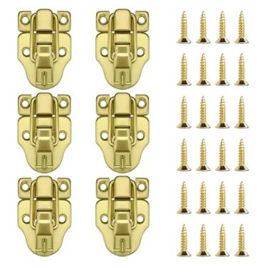 Imagem de Realand Trava de ferrolho com orifício de cadeado, caixa de ferramentas de alternância com bico de pato, ferragens com parafusos, para porta de armário, estojo de guitarra, baú, caixa de joias de