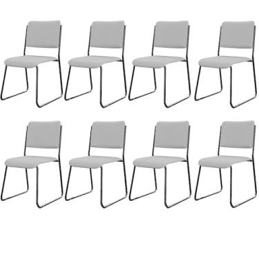 Imagem de Kit 08 Cadeiras Hoteleira Auditório Empilhável Inter L02 Facto Cinza -
