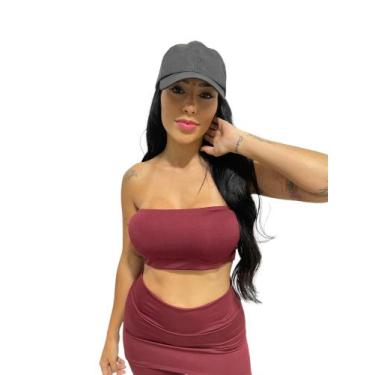 Imagem de Top faixa feminino sutiã  com bojo removível  TB moda fitness, Rubro, 