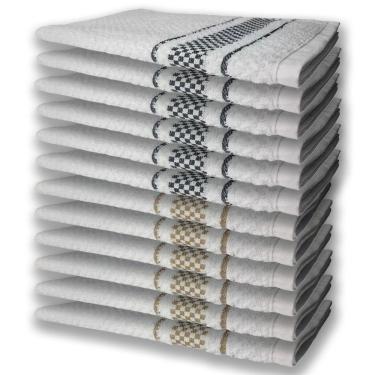 Imagem de 12 Panos De Prato Atoalhado Felpudo Premium 6 Preto 6 Marrom