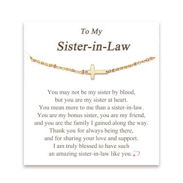 Imagem de Tarsus Pulseira de cruz para mulheres, presentes cristãos para mulheres, presentes religiosos, pulseira de cruz delicada, ajustável, Páscoa, dia das mães, Natal, aniversário, average, Aço inoxidável