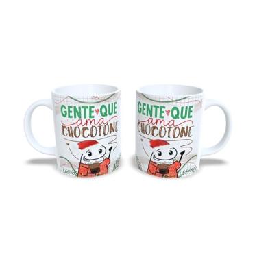 Imagem de Caneca de Cerâmica Natalina, 325ml, Gente Que Ama Panettone, Decorativa com Ilustração de Neve, Branca (2)