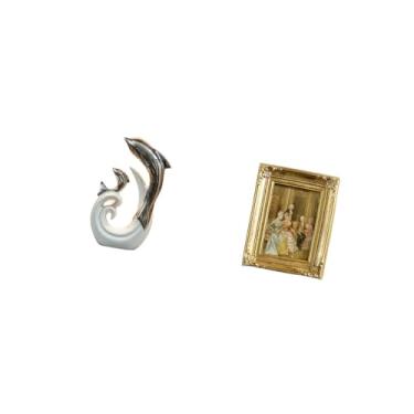 Imagem de Fenteer Estátua Moderna E Abstrata de Golfinho em Cerâmica E Porta-retratos em Resina para Decoração de Mesa de Centro, Lareira, Escritório, Sala de Estar E E