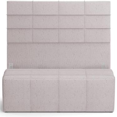 Imagem de Kit Cabeceira Cama Box Queen 160cm Com Calçadeira Roma W01 Linho Bege - Lyam