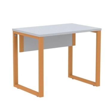 Imagem de Mesa Escritório P25 Tub Pandin 90 Cm Largura Tampo Mdp Cinza Pé Aço Tubular Laranja