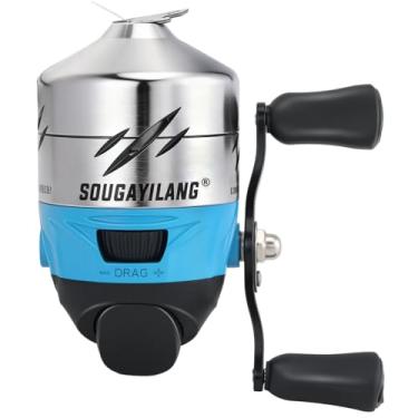 Imagem de Sougayilang Carretel de pesca Spincast, proporção de engrenagem de 3,9: 1, design de fundição de isca de botão sem problemas e alça reversível para recuperação esquerda/direita, pré-enrolada com linha