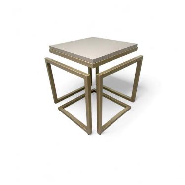 Imagem de Mesa Lateral Cubo - Metalon Champagne Cacao - 40cm
