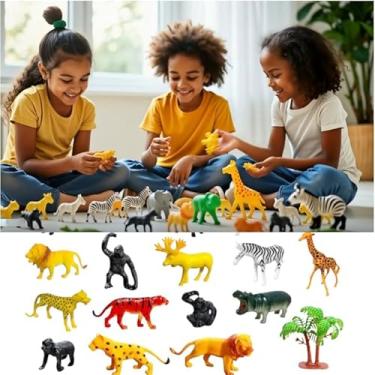 Imagem de Kit Animais da Selva Miniatura 36 Peças Para Maquete Educativo Infantil Cenário Decoração Brincadeiras Ludicas