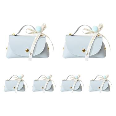 Imagem de Surakey Caixas de lembrancinhas de festa, caixas de doces de couro, caixa de lembrancinhas com laço, caixas de presente coloridas, design criativo, bolsa de presente elegante para casamento, chá de