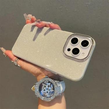 Imagem de HTVJFX Capa de celular luxuosa com glitter e gelatina de silicone macio à prova de choque para iPhone 15 Pro Max (para iPhone 15 Pro Max/branco antigo)
