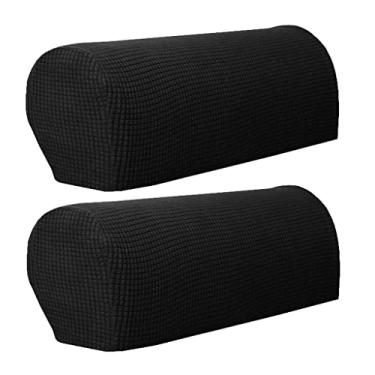 Imagem de WeiLaiKeQi Conjunto de 2 Elásticas para Apoio de Braço de Sofá, Capa Lavável E Confortável para Poltrona, Preto, como descrito