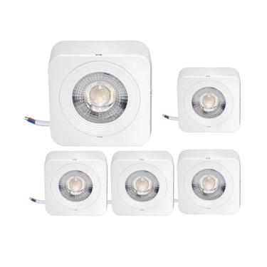Imagem de Spot Led Sobrepor 5w Quadrado Luz Amarela 3000k Branca Quente - Ideal Para Muros Corredores Fachada Salas Quartos Escritorios (5, Branco)