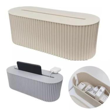 Imagem de Organizador de Mesa Multiuso - Caixa para Armazenamento de Cabos, Fios e Tomadas, Ideal para Home Office, Escritório e Ambientes Residenciais, Prático e Compacto