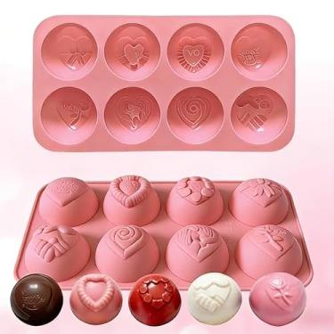 Imagem de GARBODIY Moldes de silicone para bomba de chocolate em forma de coração de 8 cavidades - Molde reutilizável de doces para trufas, cubos de gelo, sabão - resistente ao calor (-40 °C a 230 °C)