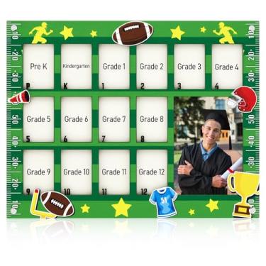 Imagem de Sintuff Porta-retrato escolar de futebol pré-escolar para 12 anos, moldura de madeira para graduação, 12 anos, 15 fotos para colagem de formatura, presentes de equipes de atletas em família