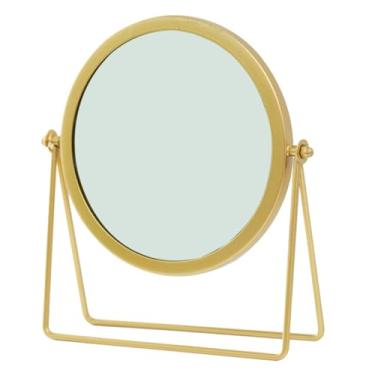 Imagem de Espelho cosmético redondo para modelar espelho de maquiagem desktop design estável giratório portátil para uso em dormitório doméstico decoração com reflexo e tamanho compacto