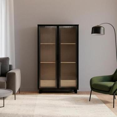 Imagem de Cristaleira Livreiro Ditália 2 Portas 1 Gaveta E-966, riviera preto