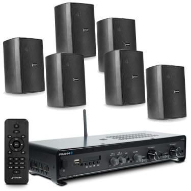 Imagem de Kit Som Ambiente Frahm Slim 2700 e 6 Caixas PS200 Para Academias Potên