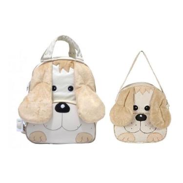 Imagem de Kit Mochila Infantil Cachorro Azul P + G Bebê Escolar - Luckbaby, Dog 