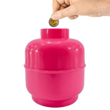 Imagem de Cofrinho Botijão Guarda Moedas Cofre Plástico Cores Diferen Cor: Rosa 