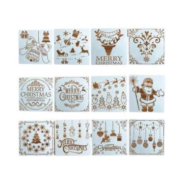 Imagem de 12 Peças De Estênceis De Pintura Reutilizáveis E Laváveis Em PET Da Sé