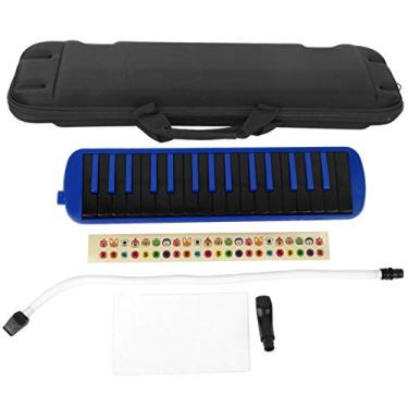 Imagem de F-32s 32 teclas Melodica com bocal conjunto de tubos e bolsa estilo piano instrumento musical de adequado para prática iniciante (azul)