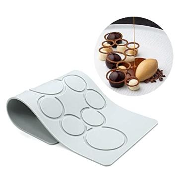 Imagem de Moldes de silicone de folha oca para amantes de coração moldes de chocolate geometria molde de silicone 3D molde de folha de doce de chocolate artesanato decoração de bolo topo de cupcake (O_Circel_30,8 * 13,8 * 0,3 cm)