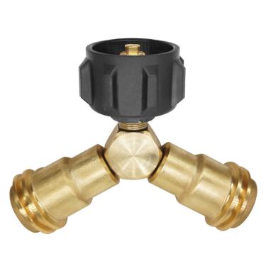 Imagem de Doziant – Adaptador de propano com válvulas, adaptador de 2 vias LP a gás para cilindro de propano de 20 libras, trabalho com churrasqueiras, fogões de acampamento, queimadores a gasolina, aquecedor