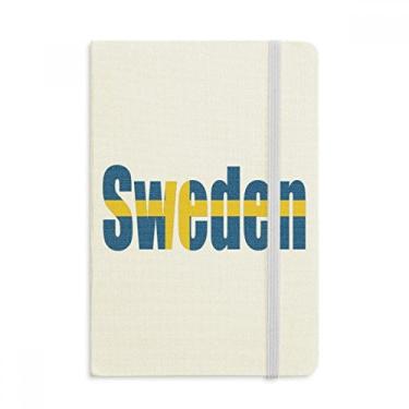 Imagem de Caderno com nome da bandeira da Suécia em tecido com capa dura e diário clássico