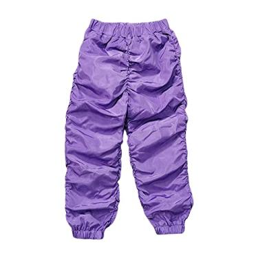 Imagem de Calça legging plissada para meninas, calça cargo folgada, casual, calça social para meninas, Roxo, 4-5 Anos