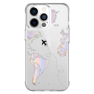 Imagem de Capa Capinha Anti Impacto para Iphone 11, 12, 13, 14, 15 e suas variações Modelo Mapa Mundi Gradiente (Iphone 15)