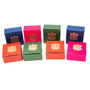 Imagem de Conjunto de 8 caixas de lembrança Ganesha da Desi Favors para casamentos indianos, chás de bebê, aquecimento da casa, celebrações religiosas hindus/festividades Diwali(vermelho, azul, rosa, verde)