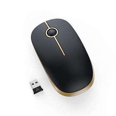Imagem de PryRose Mouse Silencioso Sem Fio 2.4G com Receptor USB, Mouse de Viagem Fino, Clique Silencioso para Laptop, PC, Mac, Textura Confortável, Preto e Dourado