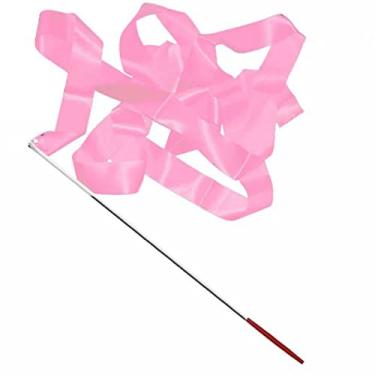 Imagem de Fitas de dança, varinhas de fita de 4m/13,12 pés com alça antiderrapante, varinhas de dança de fita de ginástica para treinamento de dança de circo girando bastão (Rosa)