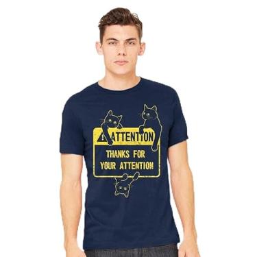 Imagem de TeeFury - Thanks for Your Attention - Camiseta masculina animal, gato, Azul marino, 3G