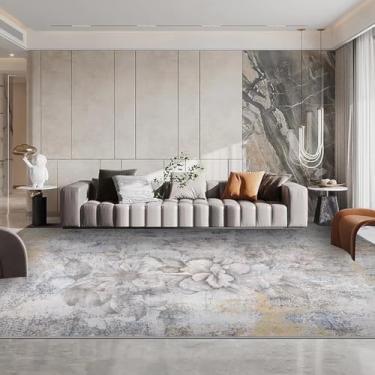 Imagem de Cinza Claro Abstrato Tapetes Sofá Cadeira Área Tapete Moderno Sala de Estar Decoração Tapete Quarto Cabeceira Grande Tapete de Chão, Flanela 7.200x250cm 78,7x98 pol.