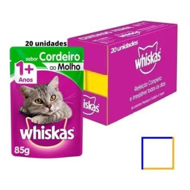 Imagem de Caixa 20 Whiskas Sachê Cordeiro Ao Molho Gatos Adultos 85g