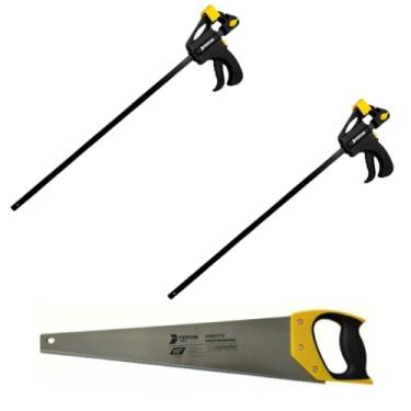 Imagem de Kit-2 Grampos Sargento Aperto Rápido 18" Pol 450mm+1 Serrote Profissional 20" Fertak