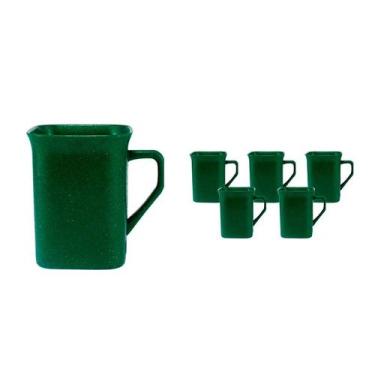 Imagem de Kit 6 Canecas Quadrada Fibra Madeira Verde 250Ml - Bb Store