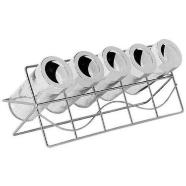 Imagem de Porta Temperos 5 Peças Art House Com Suporte De Metal, Porta Tempero