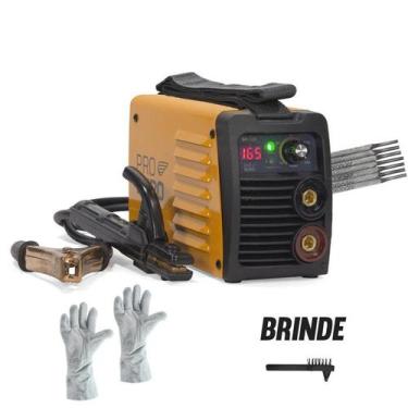 Imagem de Máquina Solda Inversora Pró Euro GP 165 Bivolt + Luva couro + 250g ele