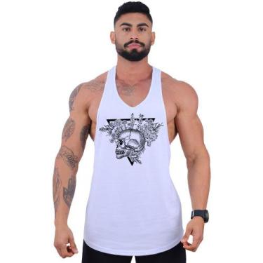 Imagem de Regata Super Cavada Masculina MXD Conceito Caveira e Rosas, Branco, Ma